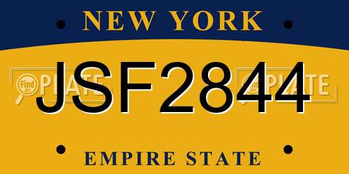 JSF2844 New York License Plate