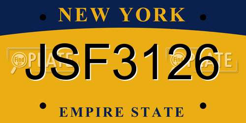 JSF3126 New York License Plate