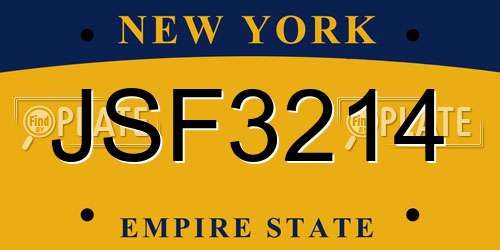 JSF3214 New York License Plate