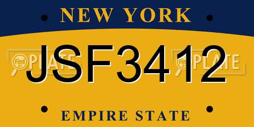JSF3412 New York License Plate