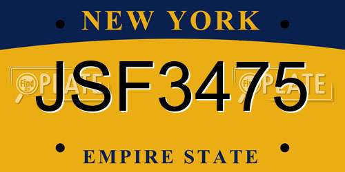 JSF3475 New York License Plate