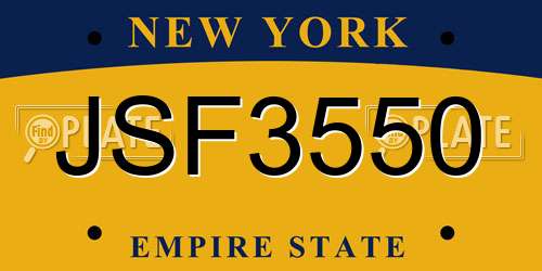 JSF3550 New York License Plate