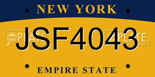 JSF4043 New York License Plate