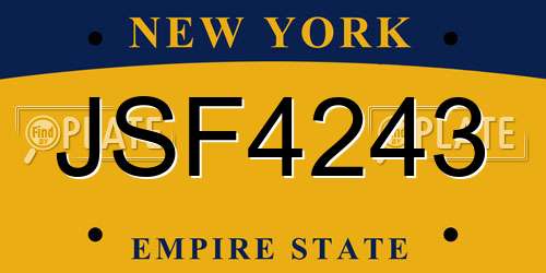 JSF4243 New York License Plate