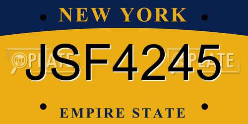 JSF4245 New York License Plate