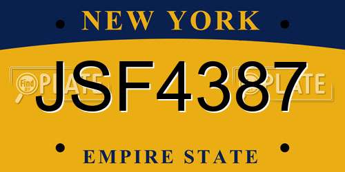 JSF4387 New York License Plate