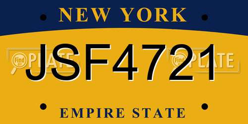 JSF4721 New York License Plate