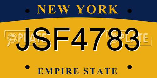 JSF4783 New York License Plate