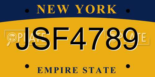 JSF4789 New York License Plate