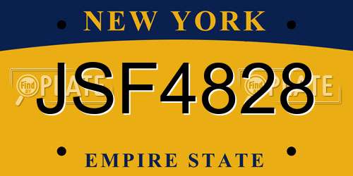JSF4828 New York License Plate