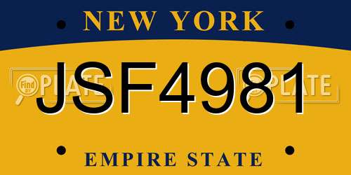 JSF4981 New York License Plate
