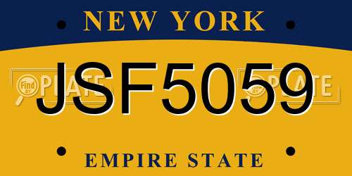 JSF5059 New York License Plate