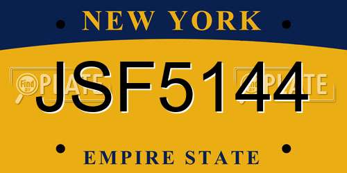 JSF5144 New York License Plate