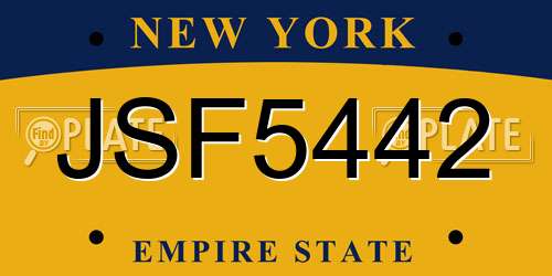 JSF5442 New York License Plate