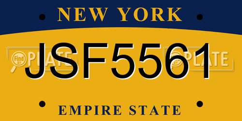 JSF5561 New York License Plate
