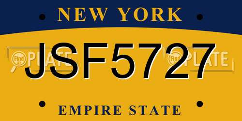 JSF5727 New York License Plate