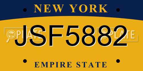 JSF5882 New York License Plate
