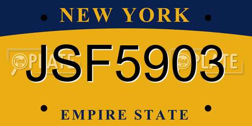 JSF5903 New York License Plate