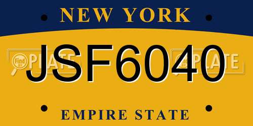 JSF6040 New York License Plate