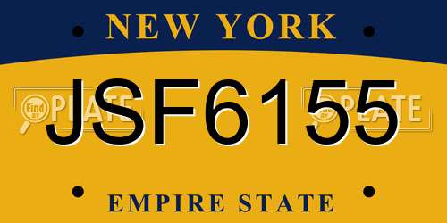 JSF6155 New York License Plate