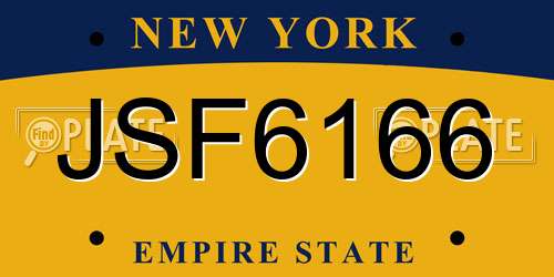 JSF6166 New York License Plate