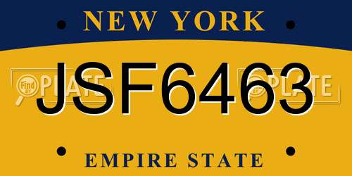 JSF6463 New York License Plate