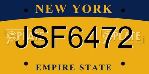 JSF6472 New York License Plate
