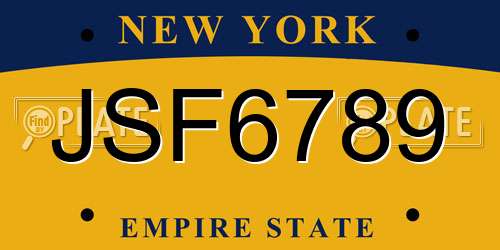 JSF6789 New York License Plate