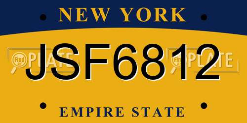 JSF6812 New York License Plate