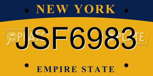 JSF6983 New York License Plate