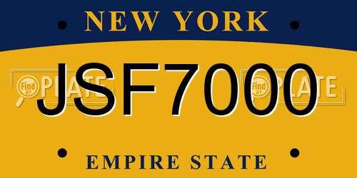 JSF7000 New York License Plate