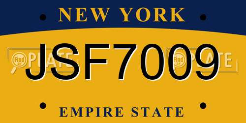 JSF7009 New York License Plate