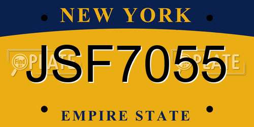 JSF7055 New York License Plate