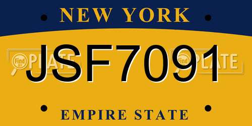 JSF7091 New York License Plate