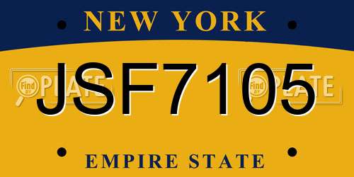 JSF7105 New York License Plate