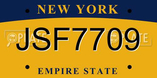 JSF7709 New York License Plate