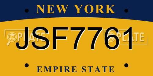 JSF7761 New York License Plate