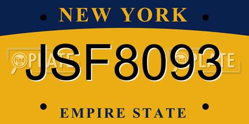 JSF8093 New York License Plate