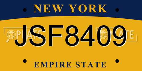 JSF8409 New York License Plate