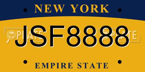 JSF8888 New York License Plate