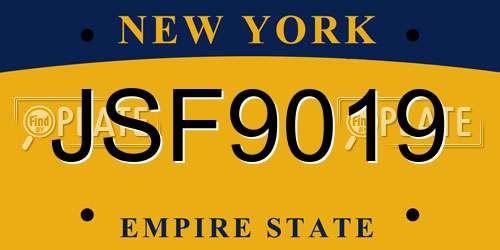 JSF9019 New York License Plate