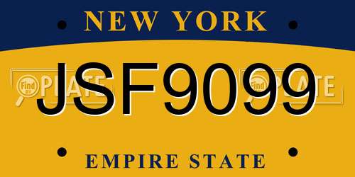 JSF9099 New York License Plate