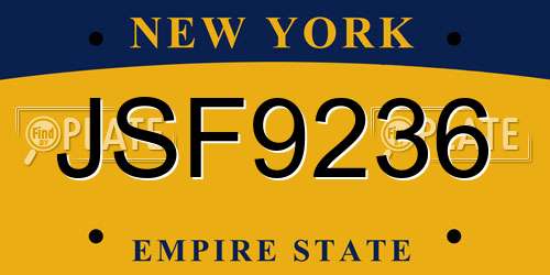 JSF9236 New York License Plate