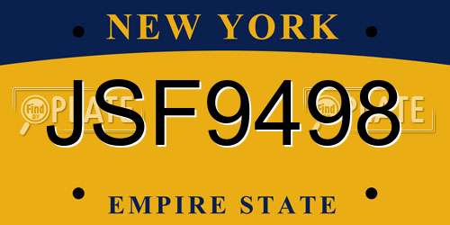 JSF9498 New York License Plate