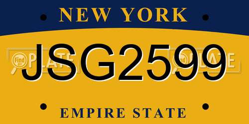 JSG2599 New York License Plate
