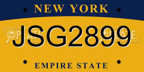 JSG2899 New York License Plate