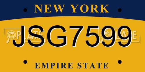 JSG7599 New York License Plate