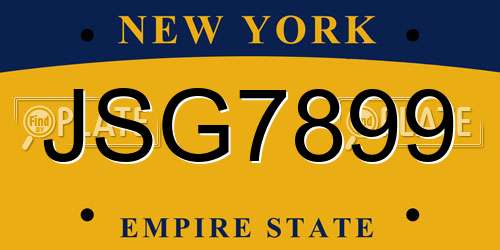 JSG7899 New York License Plate