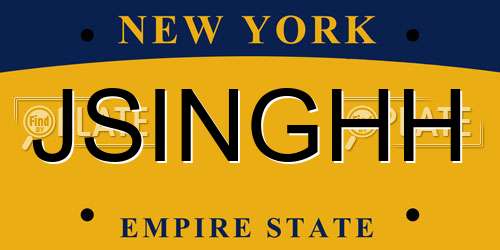 JSINGHH New York License Plate