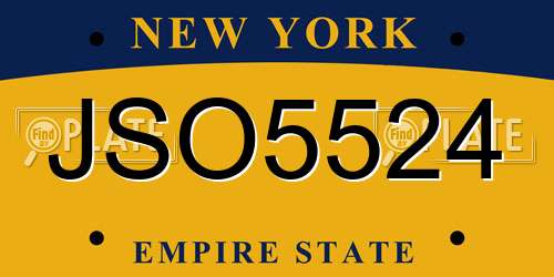 JSO5524 New York License Plate